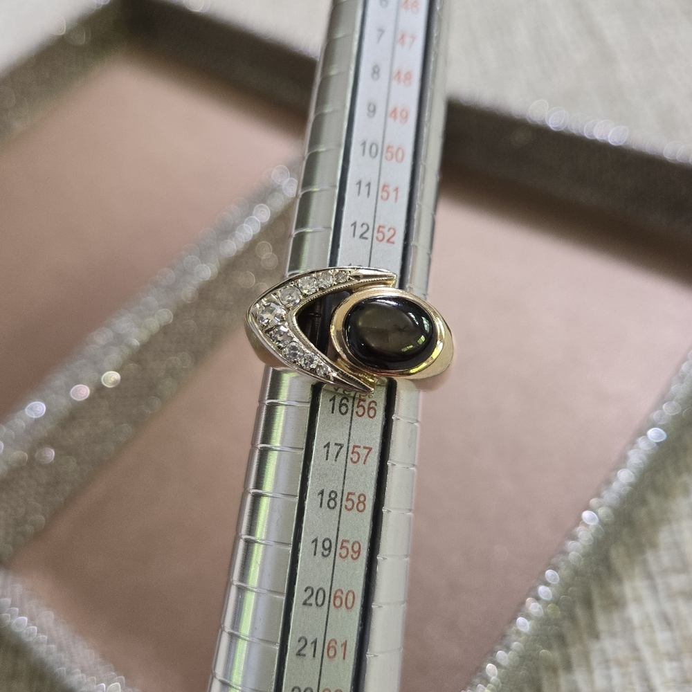 Vintage 14k Gold Sapphire Moonstone Ring - Picture 8 of 15